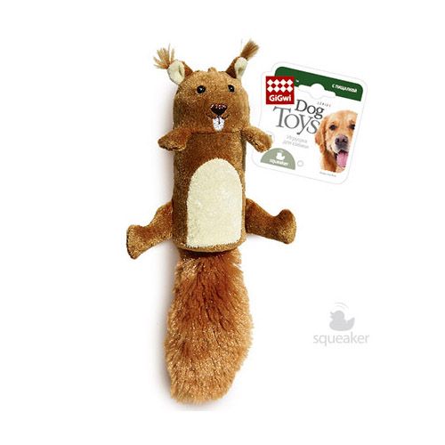 Игрушка для собак GiGwi Белка 32 см с большой пищалкой, без набивки, арт. 75015