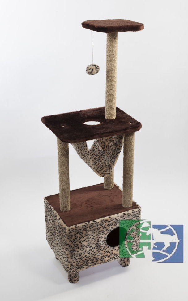 Велес: Комплекс 3-уровневый с гамаком на ножках для кошек, сизаль, 450х350х1400 мм, арт. 19с