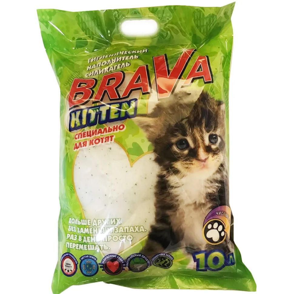Brava: Kitten гигиенический наполнитель, силикагель, для котят, 10 л