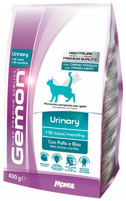 Gemon Cat Urinary корм для профилактики мочекаменной болезни для взрослых кошек с курицей и рисом 0,4 кг