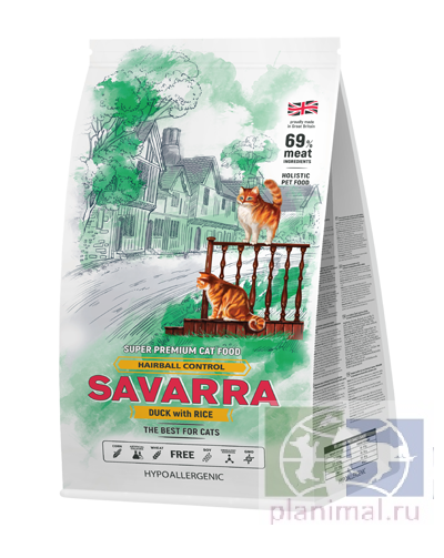 Savarra Adult Cat Hairball Control корм для кошек от комочков шерсти в желудке утка/рис, 400 гр.