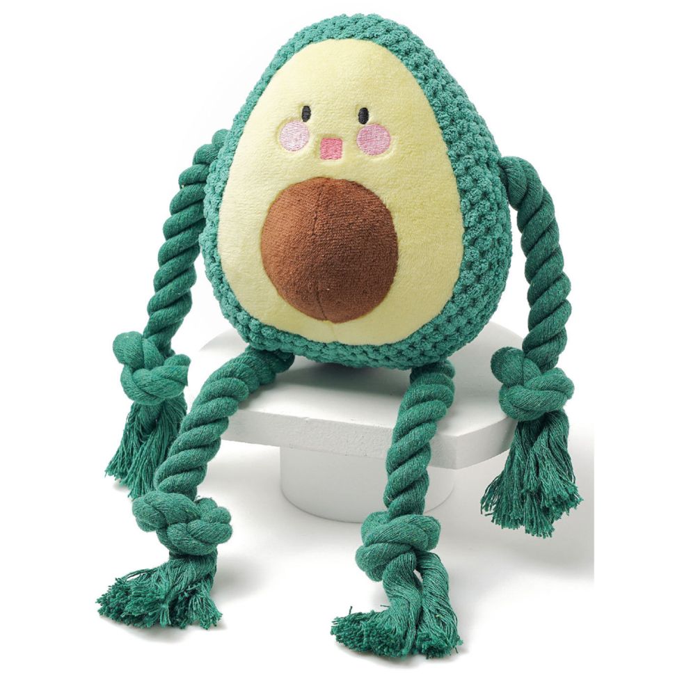 Mr.Kranch: Игрушка "Авокадо" для собак, плюшевая, с канатиками и пищалкой, 13,5 см