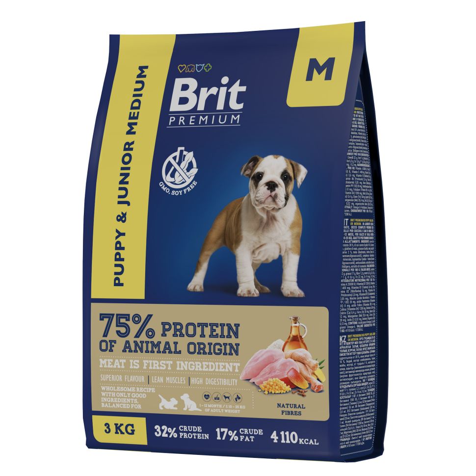 Brit: Premium, Сухой корм с курицей, для щенков, Dog Puppy and Junior Medium, 3 кг