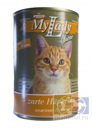 Консервы Dr. Alders "My Lady. Classic" для взрослых кошек, птица + утка кусочки в желе, 415 гр.