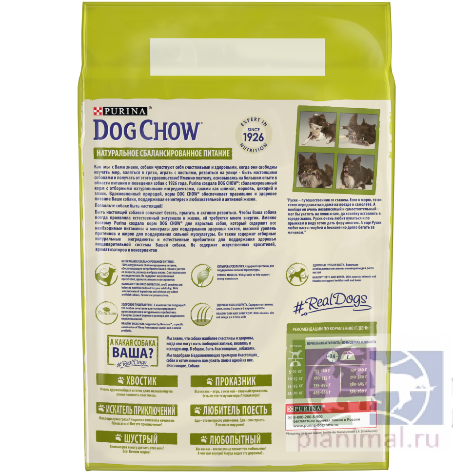 Dog Chow корм для собак ягненок с рисом 2 кг + 500 гр. в подарок