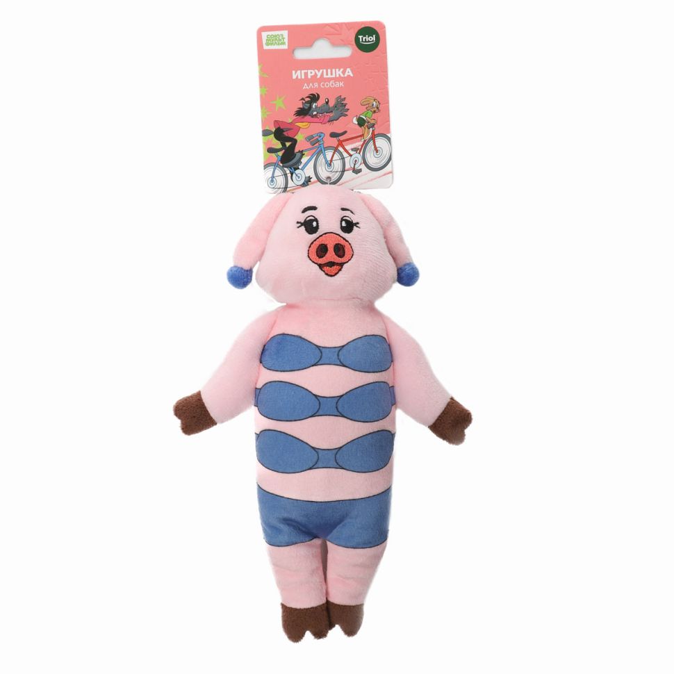 Triol: СоюзМультФильм НУ, ПОГОДИ! Игрушка Свинка в купальнике, мягкая, розовый, голубой, 24 см, 12141304