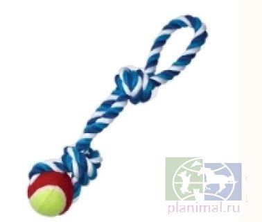 Игрушка для собак "Мяч теннисный на двойной веревке", арт. R1079