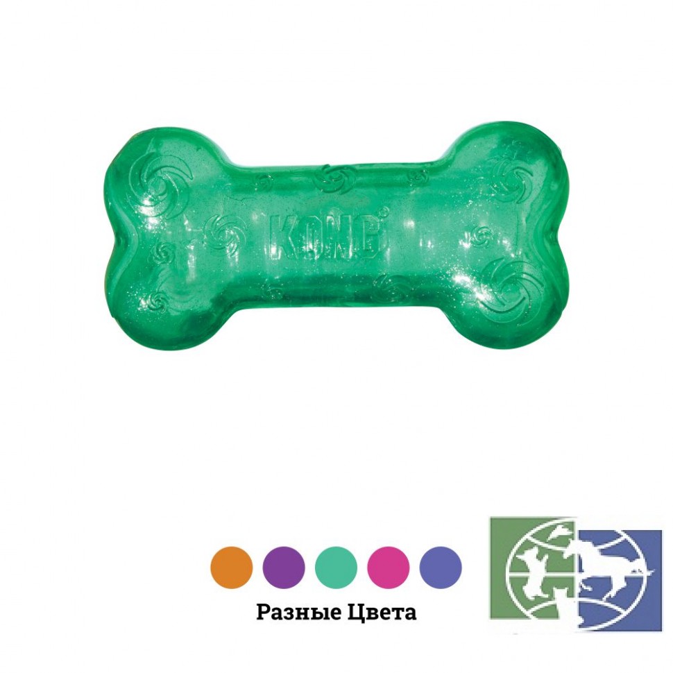 KONG игрушка для собак Squezz Crackle хрустящая косточка средняя 15х4 см, цвета в ассортименте
