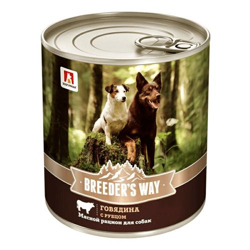 Влажный корм, для собак, Breeder’s way, Говядина c рубцом, 350 гр.