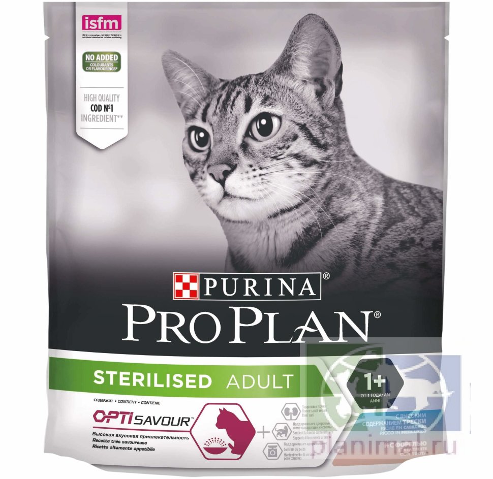Pro Plan Sterilised Optisavour сухой корм для стерилизованных кошек треска и форель, 0,4 кг