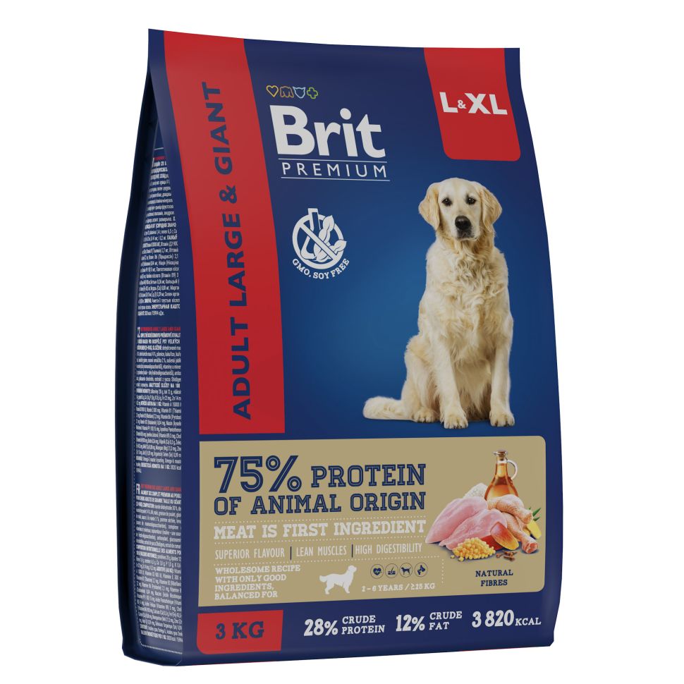 Brit: Premium Сухой корм с курицей для взрослых собак Dog Adult Large and Giant, 3 кг