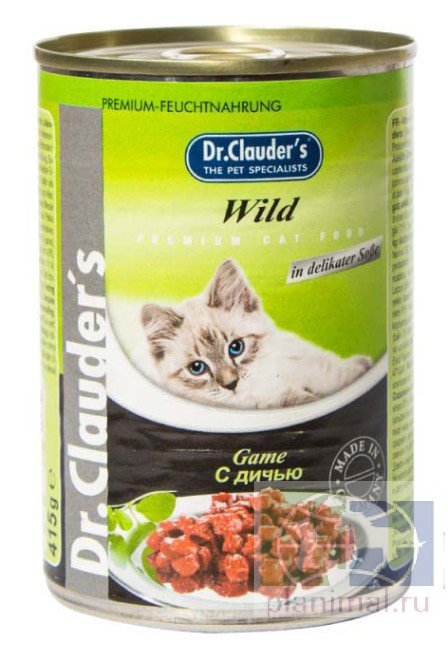 Dr.Clauder's консервы для кошек Мелкие куски дичи в восхитительном желе, 415 гр.