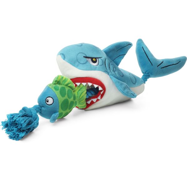 GiGwi Игрушка для собак Акула с рыбой на веревке 51 см, серия CATCH & FETCH, 85068
