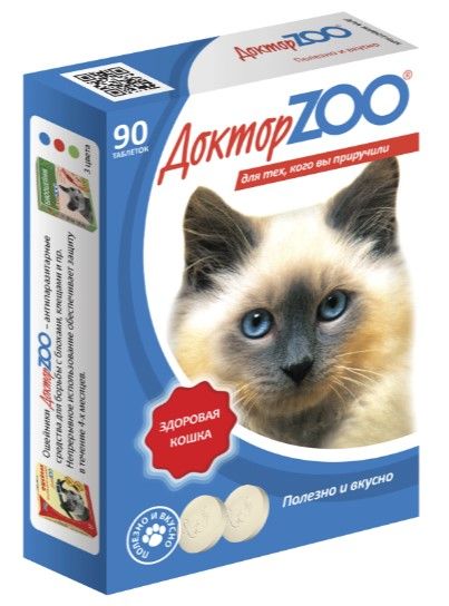 ДокторZoo: витаминное лакомство Здоровая кошка, с морскими водорослями, 90 табл.
