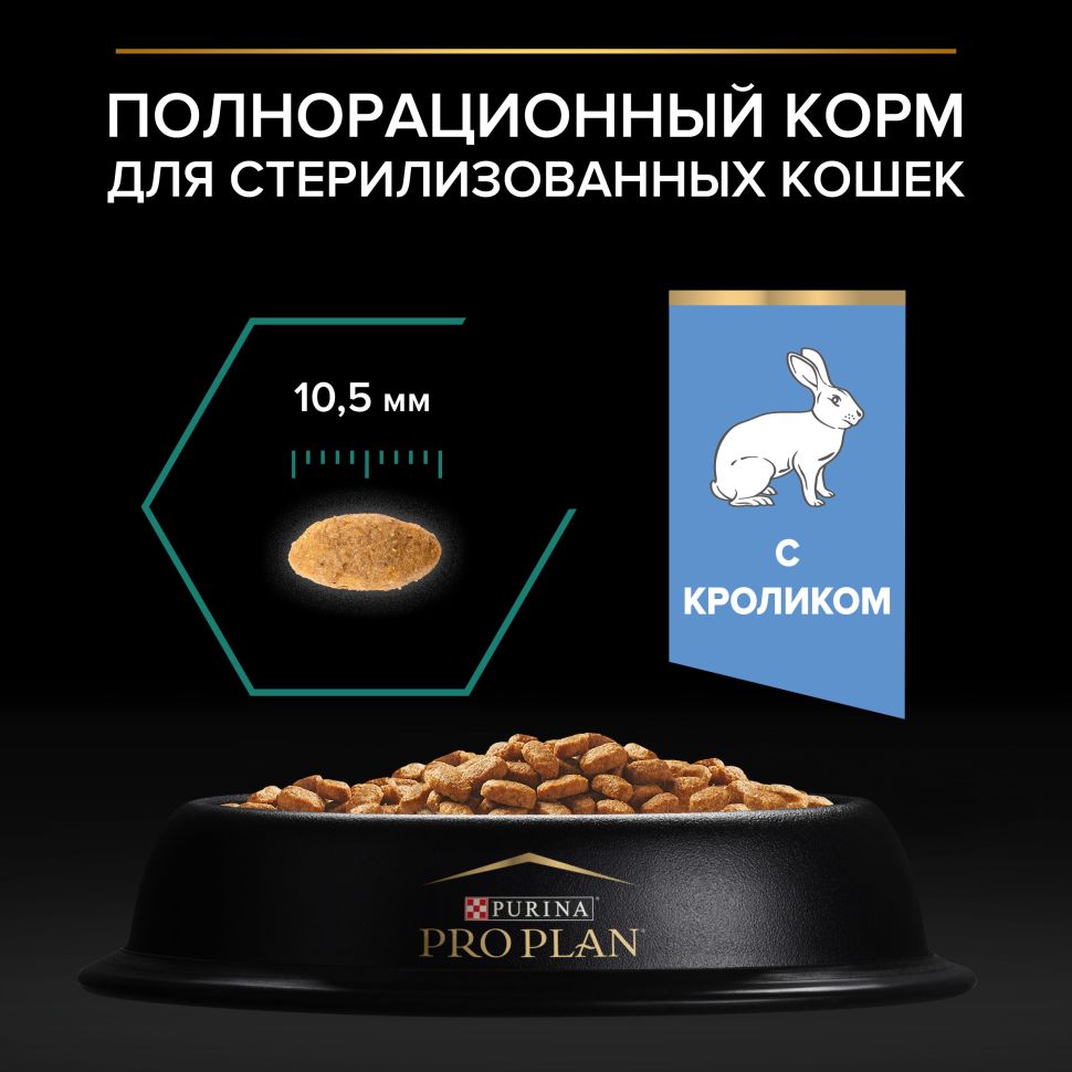 Purina: Pro Plan Сухой корм, для стерилизованных кошек и кастрированных котов, кролик, 200 гр