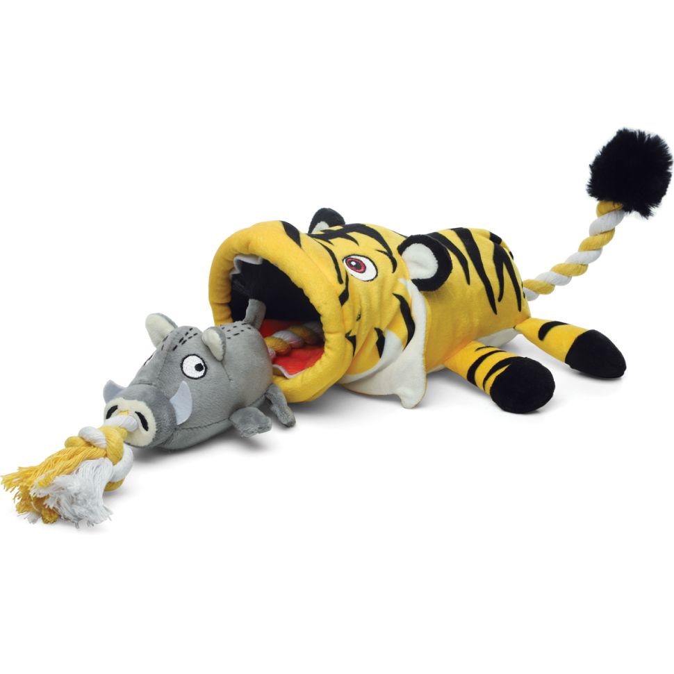 GiGwi Игрушка для собак Тигр с кабаном на веревке 53 см, серия CATCH & FETCH, 85069