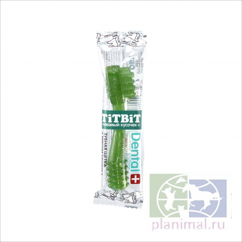 TitBit ДЕНТАЛ+ Зубная щетка с мясом кролика и мятой для собак маленьких пород, 13 гр.