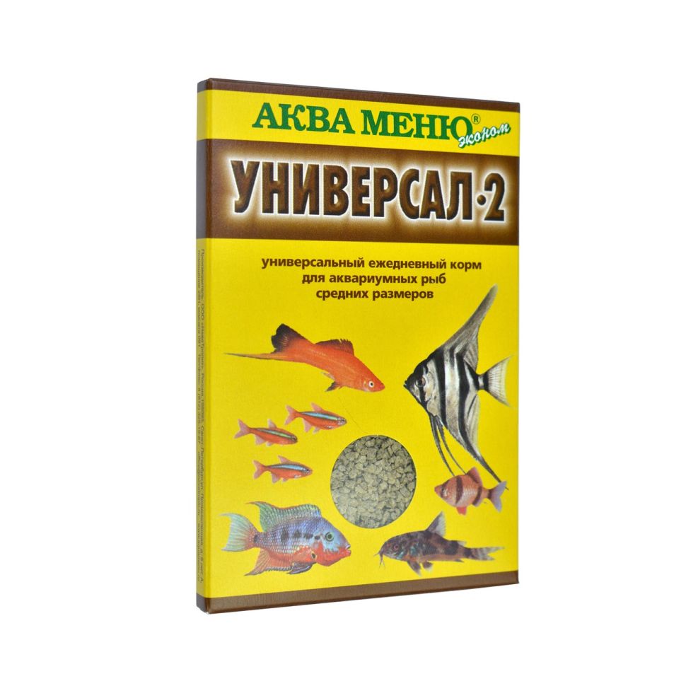 Аква меню: "Универсал-2" ежедневный корм, для аквариумных рыб средних размеров, 30 гр