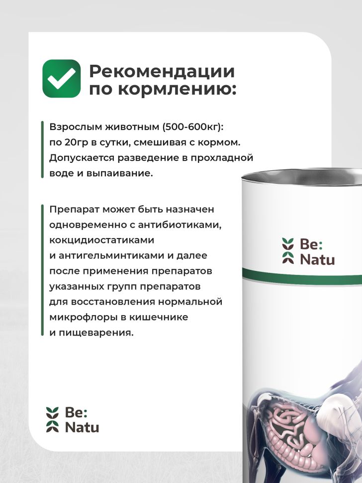 Be:Natu Ficin, пробиотическая кормовая добавка, 0,5 кг