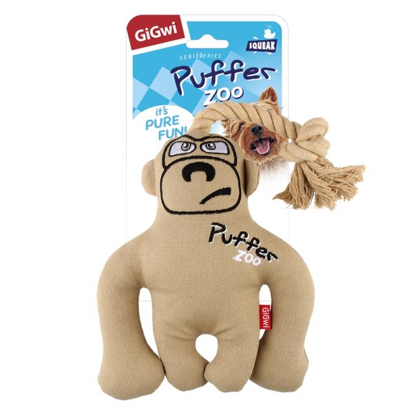 GiGwi Игрушка прочная для собак Обезьяна с пищалкой 31 см, серия PUFFER ZOO, арт. 75501