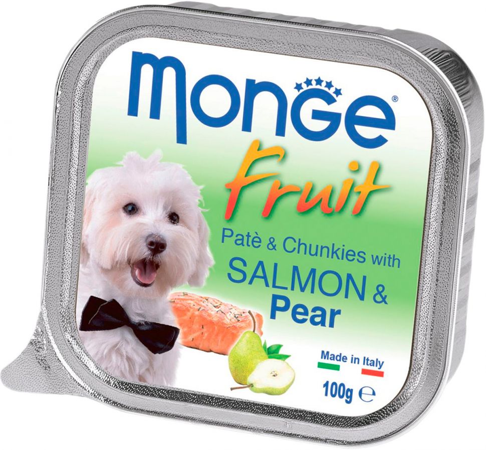 Monge Dog Fruit консервы для собак лосось с грушей 100 гр.