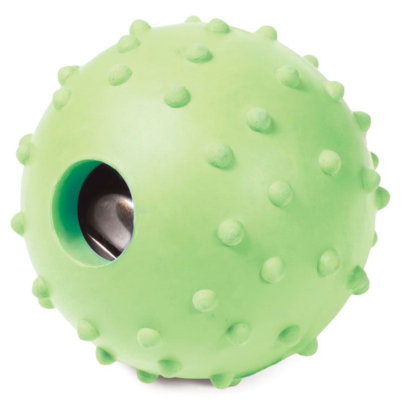Triol: Игрушка для собак из цельнолитой резины, Мяч с колокольчиком, d=60 мм