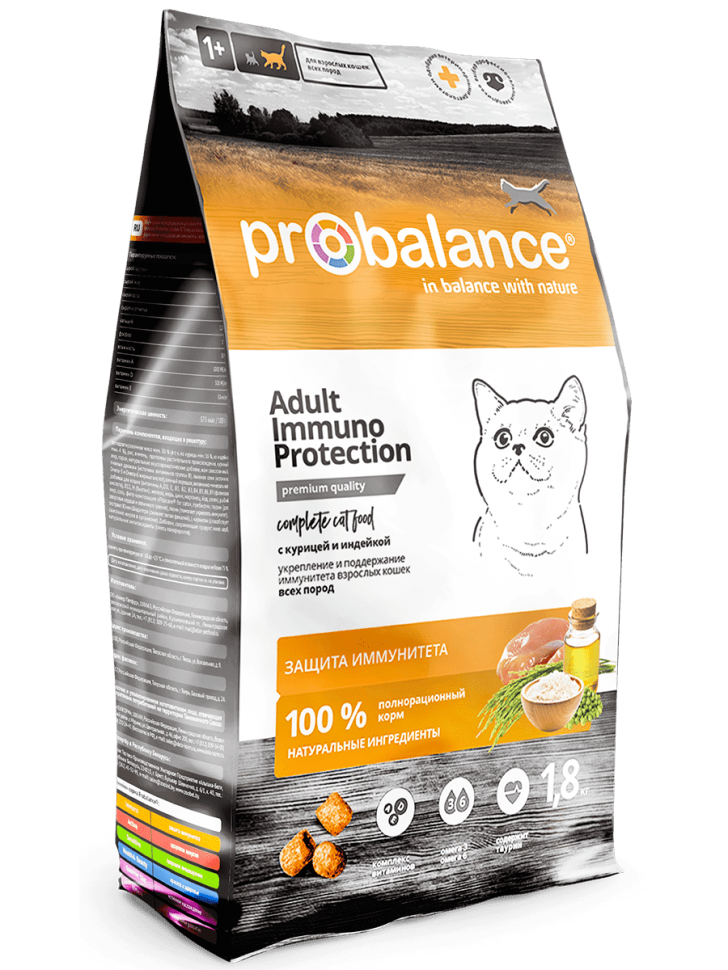 Probalance Immuno Protection корм для иммунитета кошек с курицей и индейкой, 1,8 кг