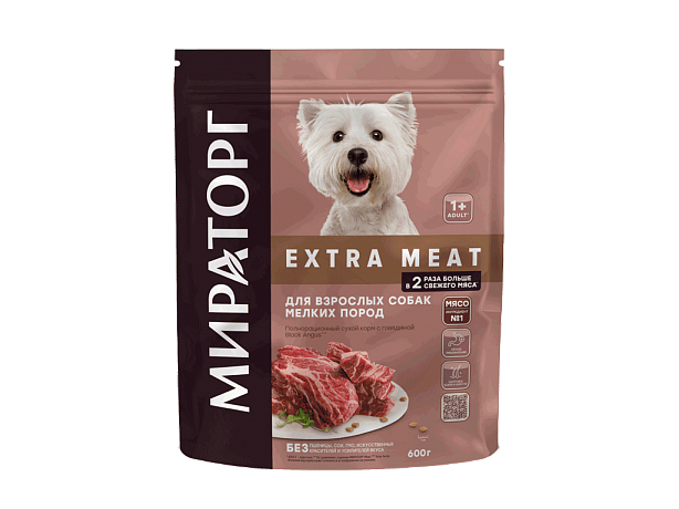 Winner сухой корм EXTRA MEAT для мелких пород собак с говядиной BLACK ANGUS, 600 гр.
