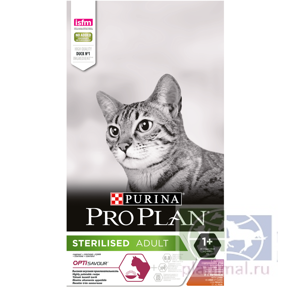 Pro Plan Sterilised Optisavour сухой корм для стерилизованных кошек утка с печенью, 1,5 кг