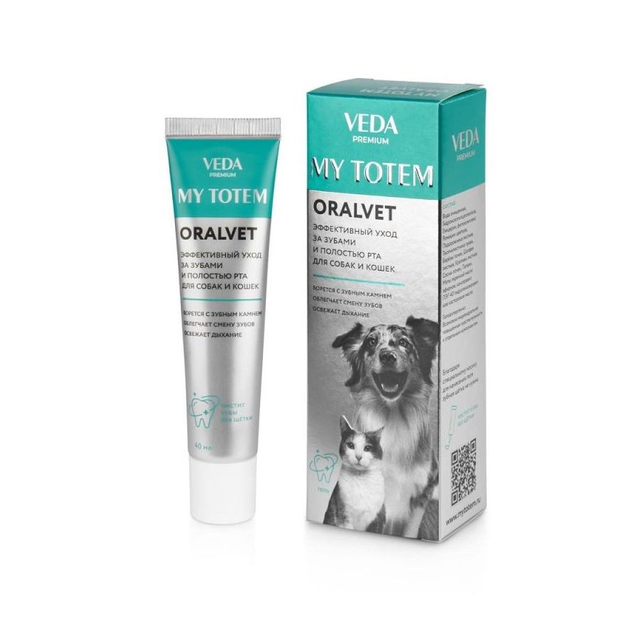 Veda: MY TOTEM ORALVET гель для зубов и полости рта, для собак и кошек, 40 мл
