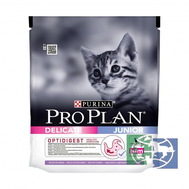Сухой корм Purina Pro Plan Delicate Junior для котят с чувствительным пищеварением, индейка, пакет, 400 гр.