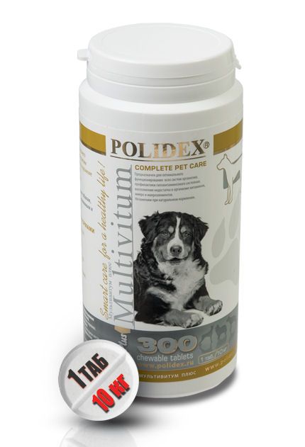 Polidex: Multivitum Plus поливитаминный комплекс для профилактики авитаминоза, для собак, 300 табл.