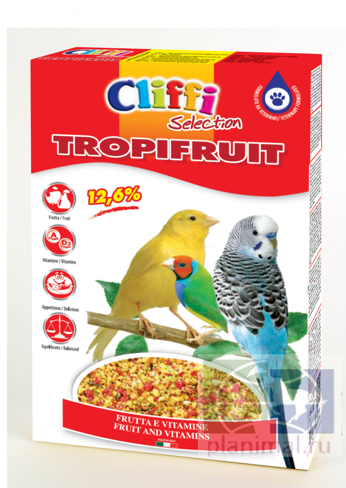 Cliffi яичный корм с фруктами для всех зерноядных птиц Tropifruit, 300 гр.