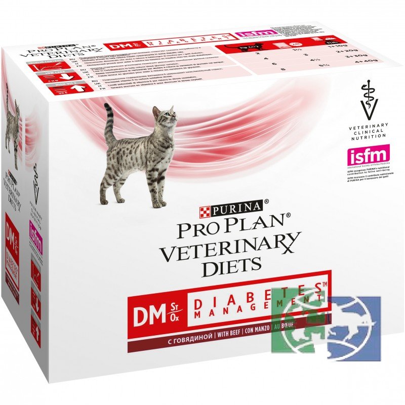 Консервы Purina Pro Plan Veterinary Diets DM для кошек с диабетом, говядина, пауч, 85 гр.