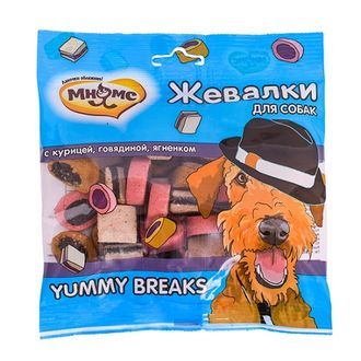 Мнямс лакомство для собак "Жевалки YUMMY BREAKS" с курицей, говядиной и ягненком, 0,154 кг