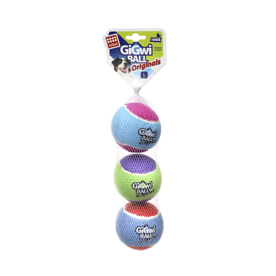 GiGwi Игрушка для собак Три мяча с пищалкой 8см, серия BALL Originals