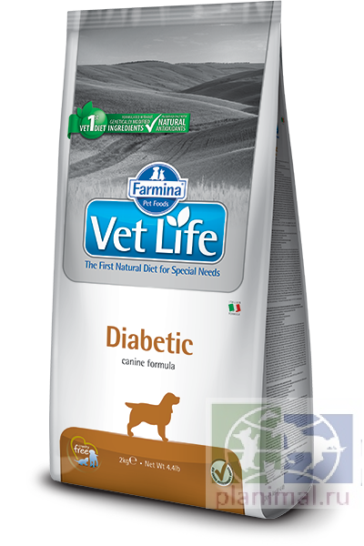 Vet Life Dog Diabetic диета для собак при сахарном диабете, снижение избыточного веса, 2 кг