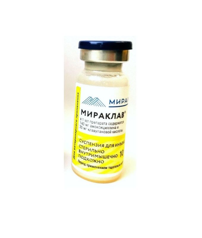 Миралек: Мираклав, амоксициллин, клавулановая кислота, 10 мл