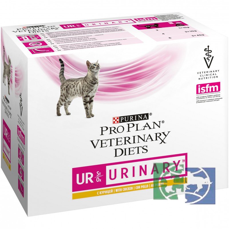 Консервы Purina Pro Plan Veterinary Diets UR Urinary для кошек с болезнями нижних отделов мочевыводящих путей, курица, пауч, 85 гр.