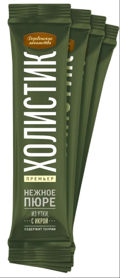 Деревенские Лакомства: Нежное пюре из утки с икрой летучей рыбы, для кошек, 4 * 10 гр, 40 гр