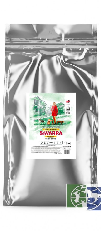 Savarra Adult Dog Small Breed Duck гипоаллергенный корм для собак мелких пород  утка и рис, 18 кг