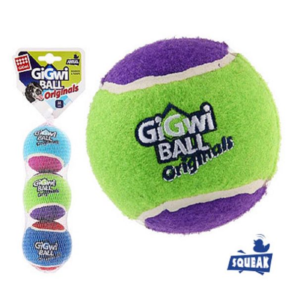 GiGwi Игрушка для собак Три мяча с пищалкой 6,3 см, серия BALL Originals, арт. 75338