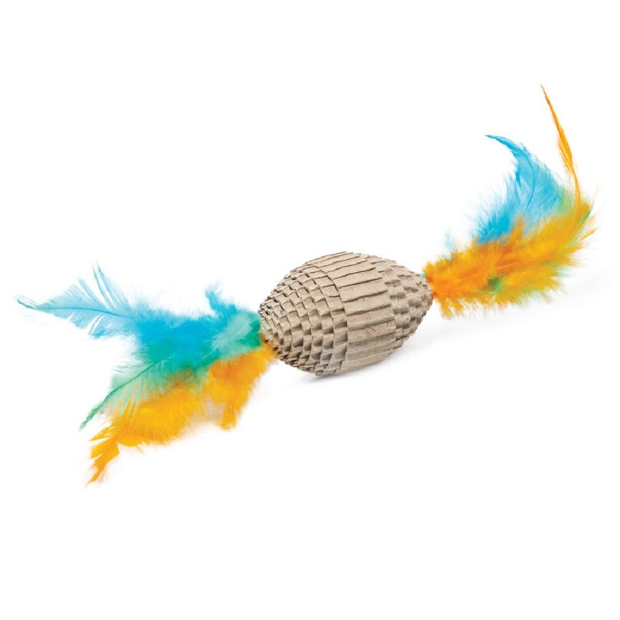 Triol: Игрушка для кошек из гофрокартона Мяч для регби с перьями, 60/190 мм, серия NATURAL, арт. 22171051