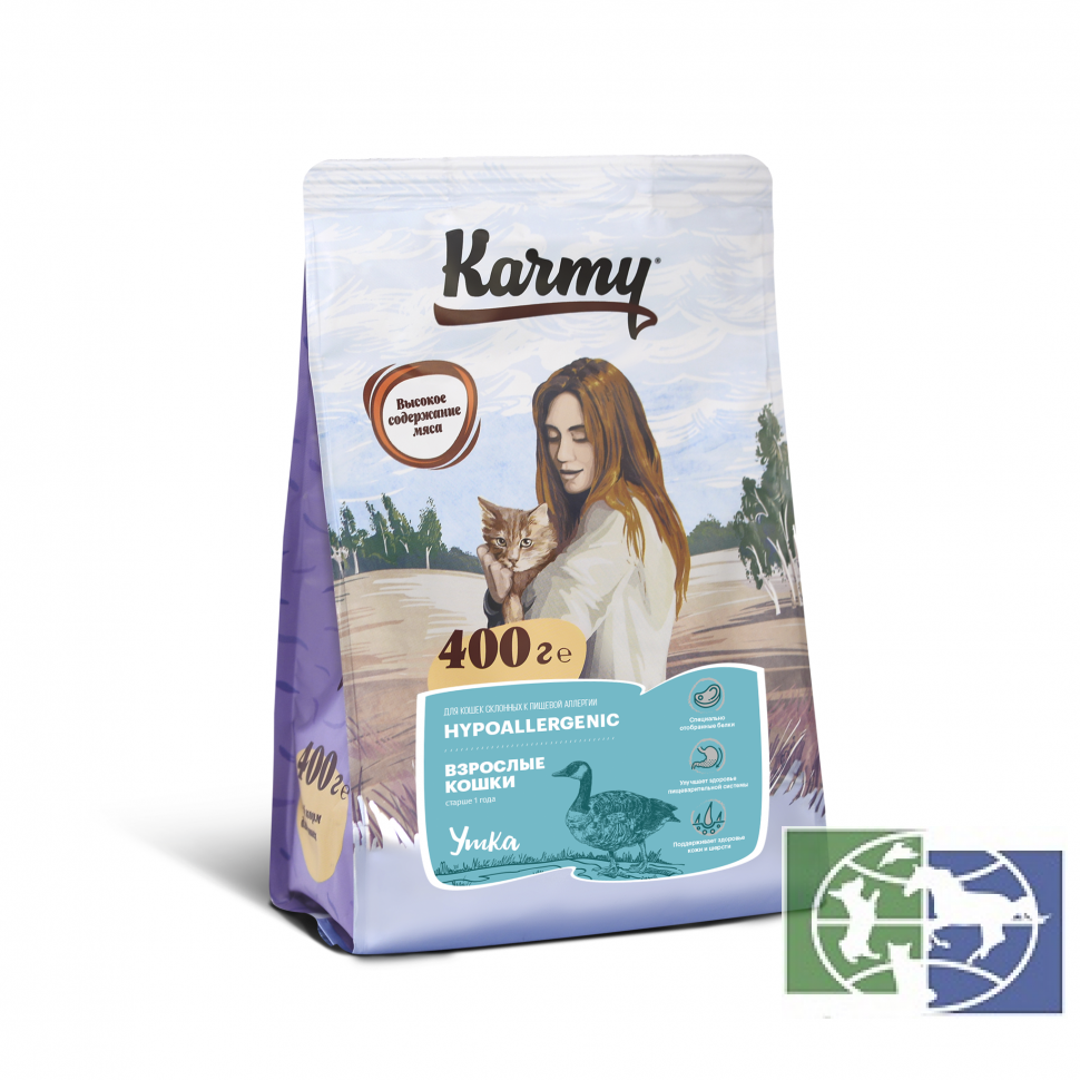 Karmy Hypoallergenic Утка корм для аллергичных кошек от 1 года, 0,4 кг