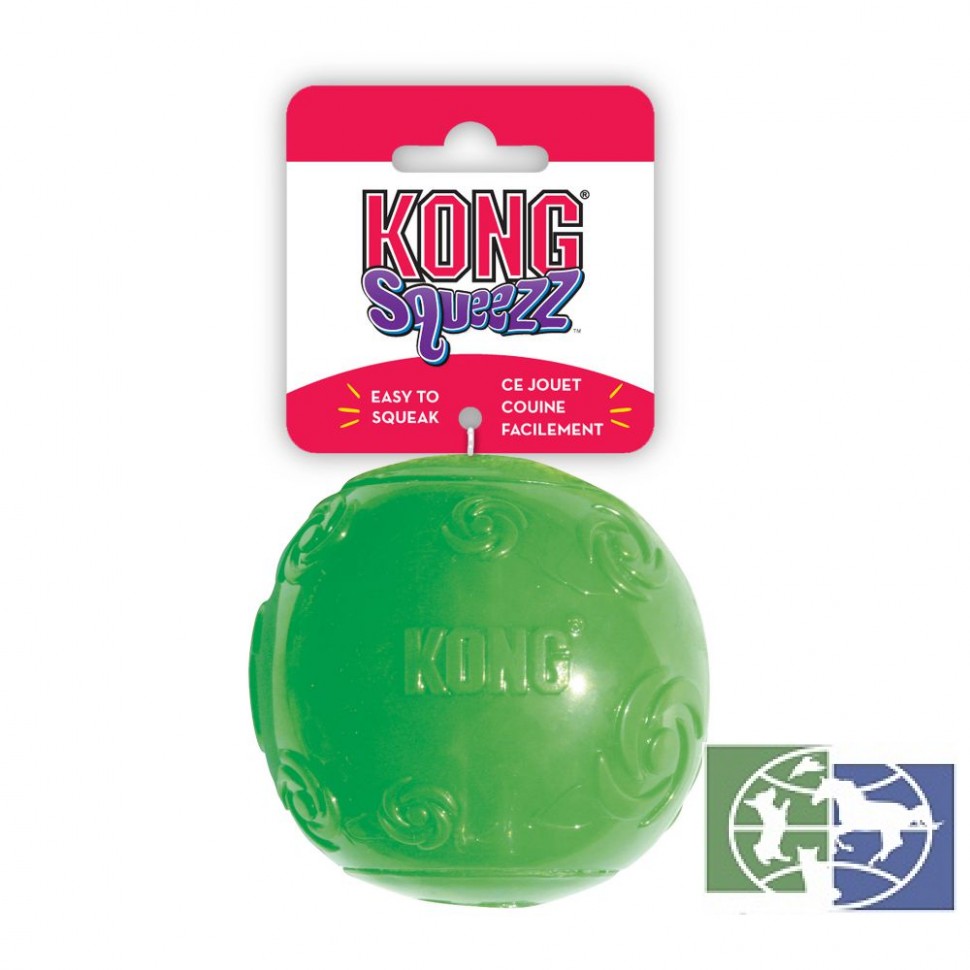 KONG игрушка для собак Сквиз Мячик очень большой резиновый с пищалкой 9 см, цвета в ассортименте
