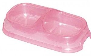 Buddy: Миска полупрозрачная двойная средняя для кошек с резиновыми ножками, 2 х 0.2 л., 24 х 13,5 х 5 см, арт. Р500 