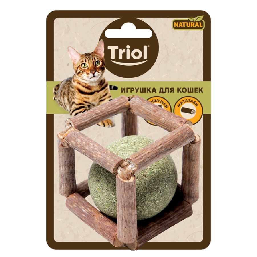 Triol: Игрушка для кошек из мататаби Куб с кошачьей мятой, 4 см, серия NATURAL, 22171075