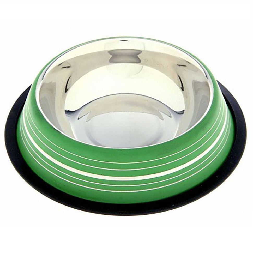 Миска металлическая цветная полоска VM-2510А 240мл 3050