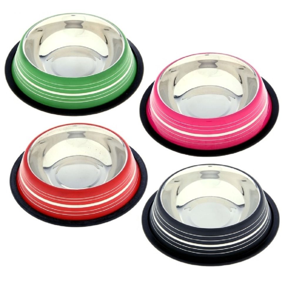 Миска металлическая цветная полоска VM-2510А 240мл 3050