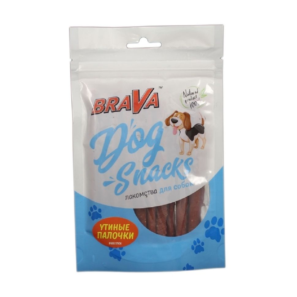 BRAVA лакомство для собак сушеные Утиные палочки 90 гр.